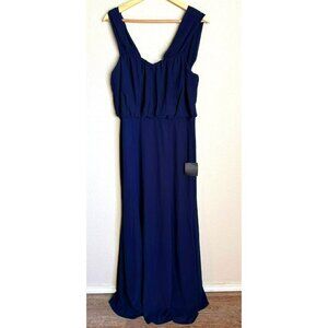 Lulus Women's Dark Navy Blue Sleeveless Maxi Dress Large Formal Wedding New